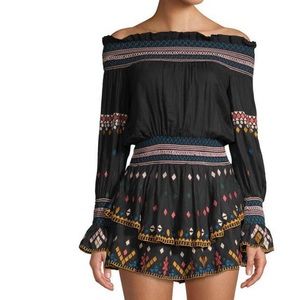 Sold‼️Red Carter Off-the-shoulder embroidered ruffle dress NWT
